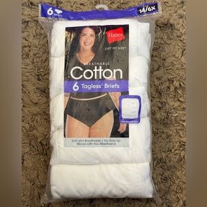 Hanes White Cotton Tagless Briefs - 6 Pack size 14 (6X)